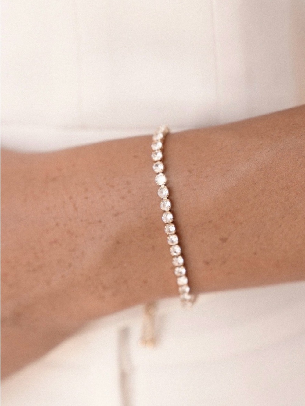 ettika Adjustable Dainty Crystal Tennis Bracelet